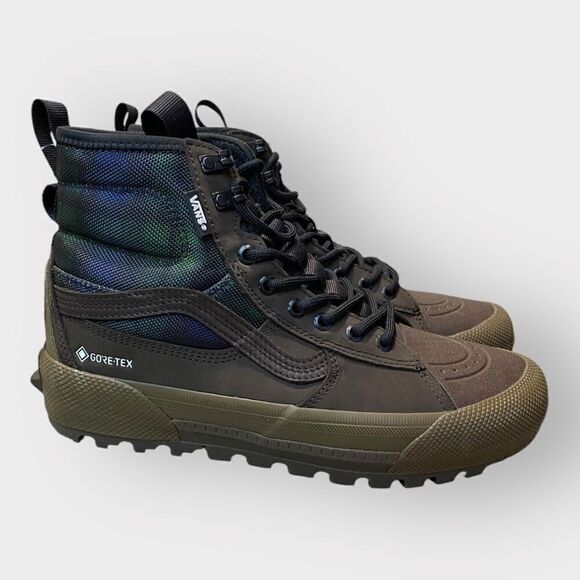 Vans Sk8-Hi Gore-Tex MTE-3 Brown Green Plaid Hiking Shoes Boots Mens size 8 New - Picture 6 of 12